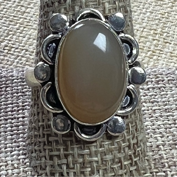 New Natural Agate Crystal Stone Silver Overlay Ring Size 10.5 - Picture 2 of 7